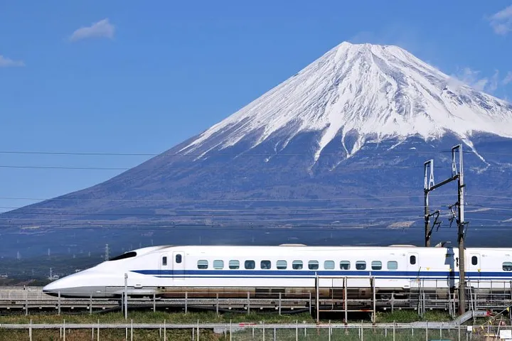 curved line of a bullet train